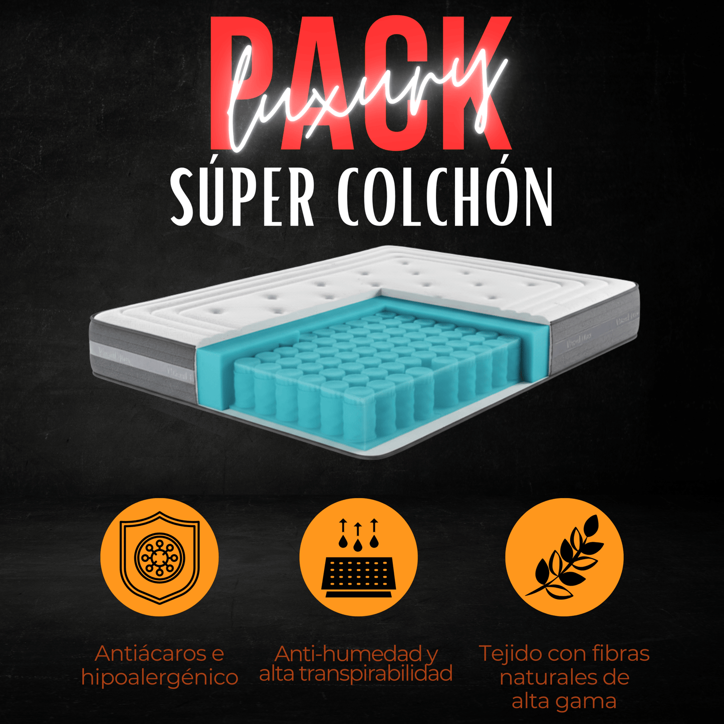 PACK CANAPÉ Y COLCHÓN LUXURY (colchón 31 cm) - MUEBLES IBÉRICA EXPRÉS