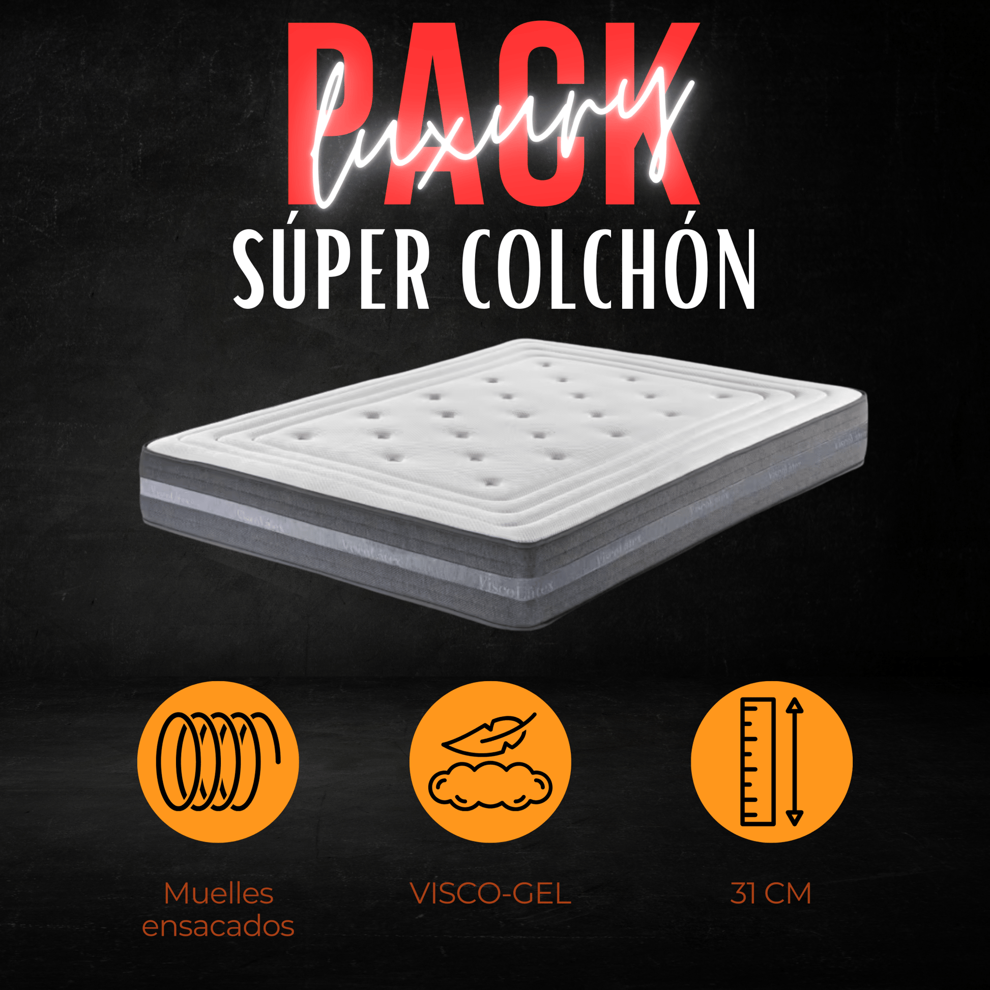 PACK CANAPÉ Y COLCHÓN LUXURY (colchón 31 cm) - MUEBLES IBÉRICA EXPRÉS