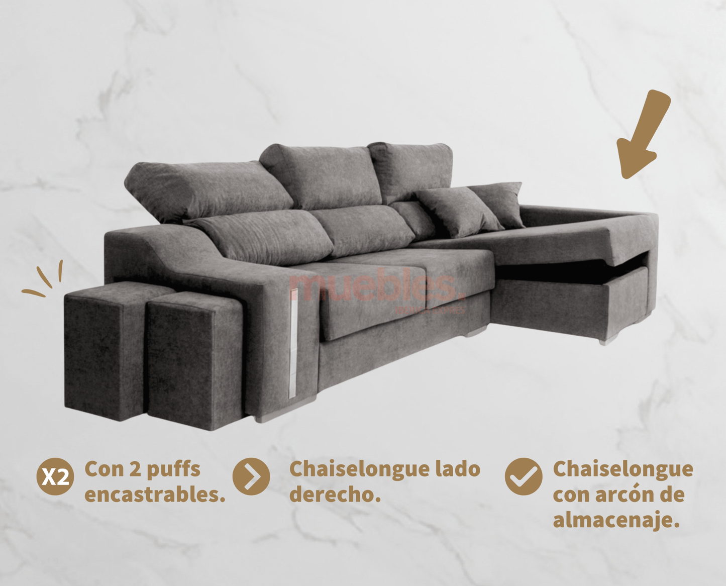 Sofá chaiselongue - MUEBLES IBÉRICA EXPRÉS
