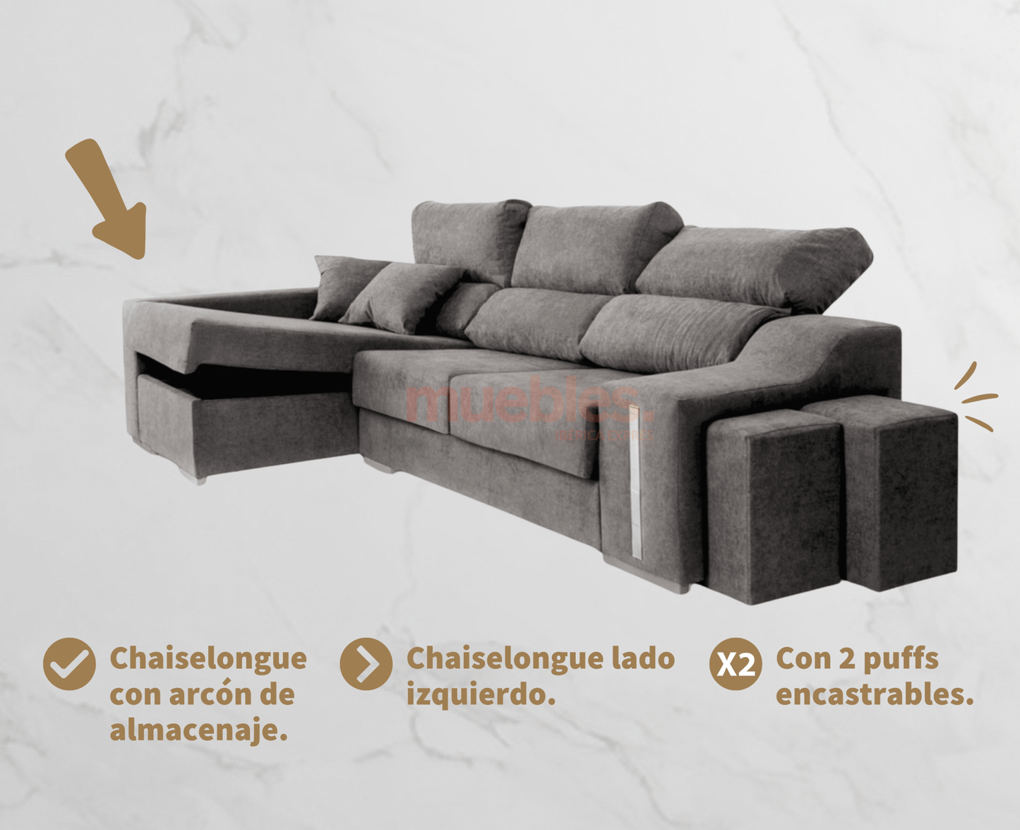 Sofá chaiselongue - MUEBLES IBÉRICA EXPRÉS